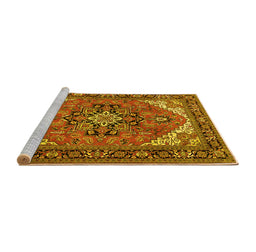Sideview of Machine Washable Persian Yellow Traditional Rug, wshtr1630yw