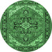 Round Machine Washable Persian Emerald Green Traditional Area Rugs, wshtr1630emgrn