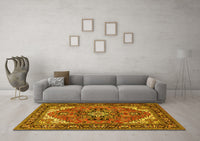 Machine Washable Persian Yellow Traditional Rug, wshtr1630yw