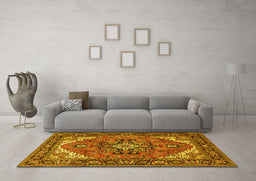 Machine Washable Persian Yellow Traditional Rug in a Living Room, wshtr1630yw