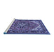 Sideview of Machine Washable Persian Blue Traditional Rug, wshtr1630blu