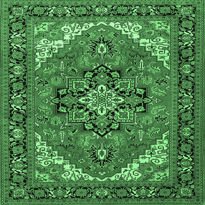 Square Machine Washable Persian Emerald Green Traditional Area Rugs, wshtr1630emgrn