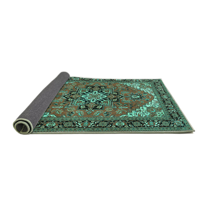 Sideview of Persian Turquoise Traditional Rug, tr1630turq