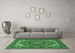 Machine Washable Persian Emerald Green Traditional Area Rugs in a Living Room,, wshtr1630emgrn