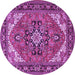 Round Machine Washable Persian Purple Traditional Area Rugs, wshtr1630pur