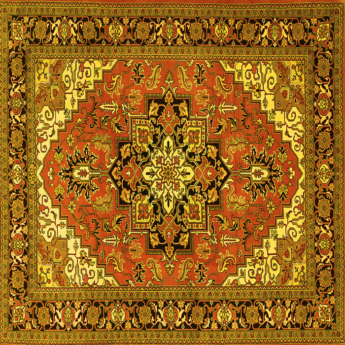 Square Machine Washable Persian Yellow Traditional Rug, wshtr1630yw