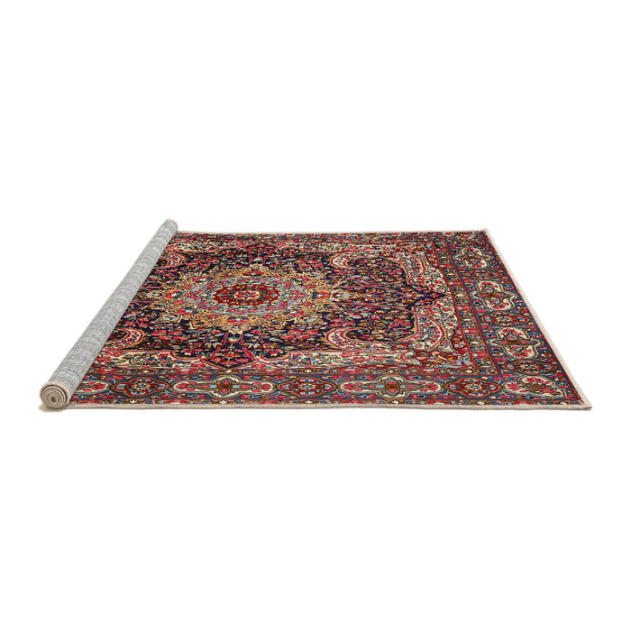 Sideview of Machine Washable Traditional Saffron Red Rug, wshtr1631
