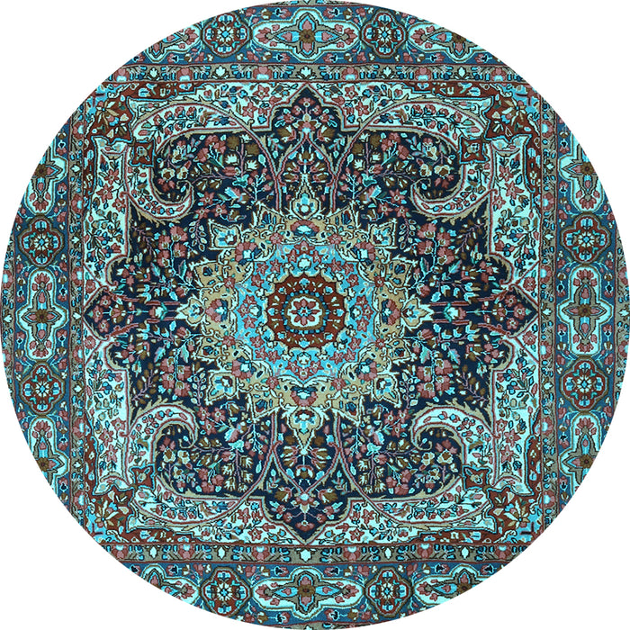 Round Persian Light Blue Traditional Rug, tr1631lblu
