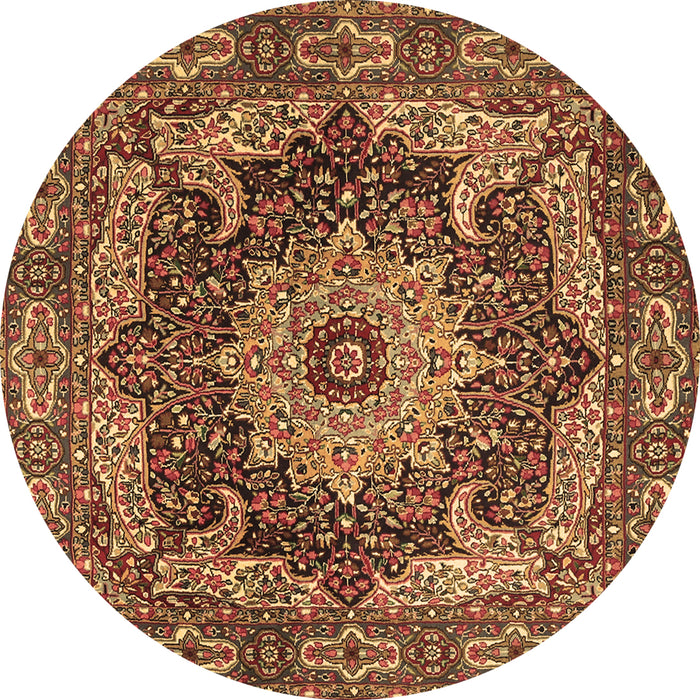 Round Persian Brown Traditional Rug, tr1631brn