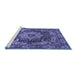 Sideview of Machine Washable Persian Blue Traditional Rug, wshtr1631blu