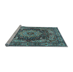 Sideview of Machine Washable Persian Light Blue Traditional Rug, wshtr1631lblu