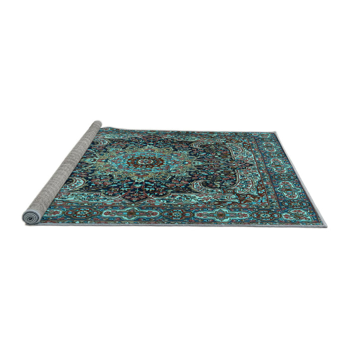 Sideview of Machine Washable Persian Light Blue Traditional Rug, wshtr1631lblu
