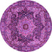 Round Machine Washable Persian Purple Traditional Area Rugs, wshtr1631pur