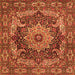 Round Machine Washable Persian Orange Traditional Area Rugs, wshtr1631org