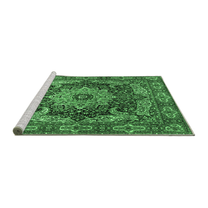 Sideview of Machine Washable Persian Emerald Green Traditional Area Rugs, wshtr1631emgrn
