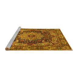 Sideview of Machine Washable Persian Yellow Traditional Rug, wshtr1631yw