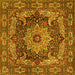 Square Machine Washable Persian Yellow Traditional Rug, wshtr1631yw