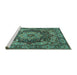 Sideview of Machine Washable Persian Turquoise Traditional Area Rugs, wshtr1631turq