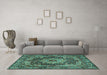 Machine Washable Persian Turquoise Traditional Area Rugs in a Living Room,, wshtr1631turq