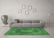 Machine Washable Persian Emerald Green Traditional Area Rugs in a Living Room,, wshtr1631emgrn