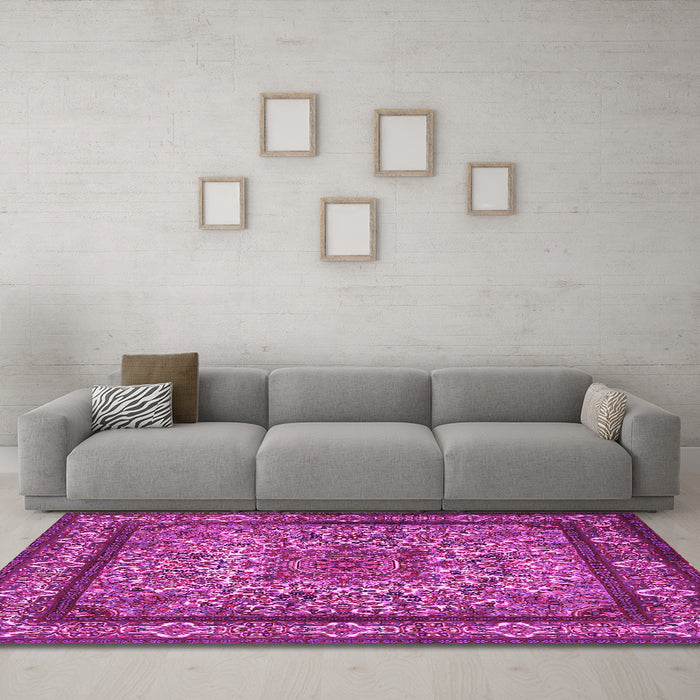 Machine Washable Persian Pink Traditional Rug in a Living Room, wshtr1632pnk