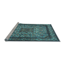 Sideview of Machine Washable Persian Light Blue Traditional Rug, wshtr1632lblu