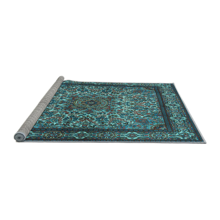 Sideview of Machine Washable Persian Light Blue Traditional Rug, wshtr1632lblu