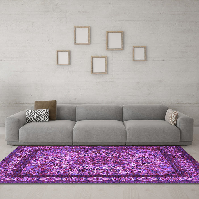 Machine Washable Persian Purple Traditional Area Rugs in a Living Room, wshtr1632pur
