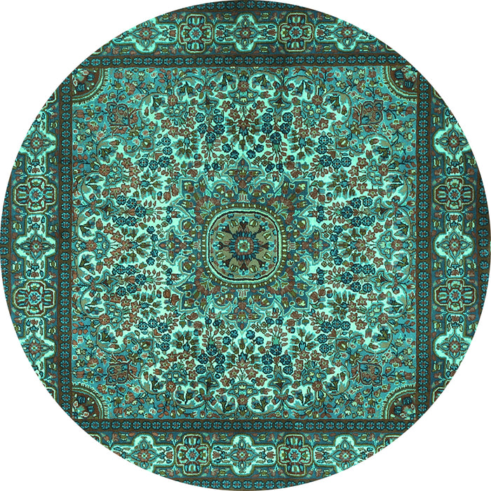 Round Persian Turquoise Traditional Rug, tr1632turq
