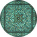 Round Persian Turquoise Traditional Rug, tr1632turq