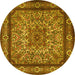 Round Machine Washable Persian Yellow Traditional Rug, wshtr1632yw