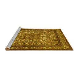 Sideview of Machine Washable Persian Yellow Traditional Rug, wshtr1632yw