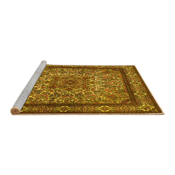 Sideview of Machine Washable Persian Yellow Traditional Rug, wshtr1632yw