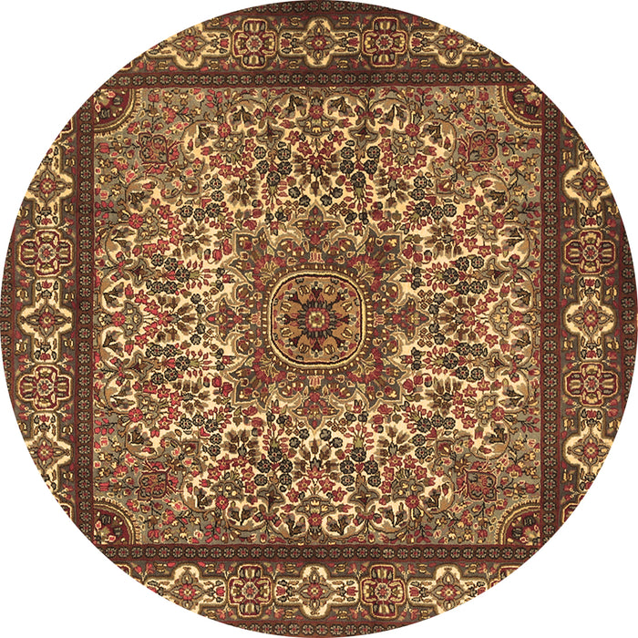 Round Persian Brown Traditional Rug, tr1632brn