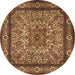 Round Persian Brown Traditional Rug, tr1632brn