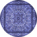 Round Machine Washable Persian Blue Traditional Rug, wshtr1632blu