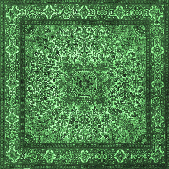 Square Persian Emerald Green Traditional Rug, tr1632emgrn