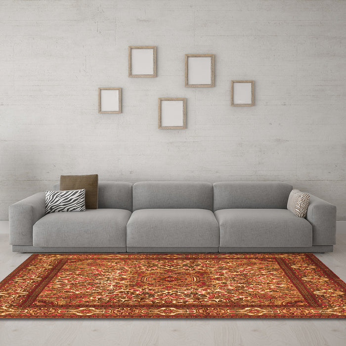 Machine Washable Persian Orange Traditional Area Rugs in a Living Room, wshtr1632org