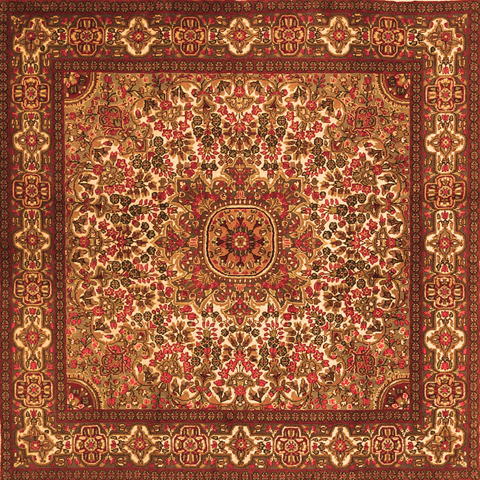 Round Machine Washable Persian Orange Traditional Area Rugs, wshtr1632org