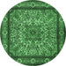 Round Machine Washable Persian Emerald Green Traditional Area Rugs, wshtr1632emgrn