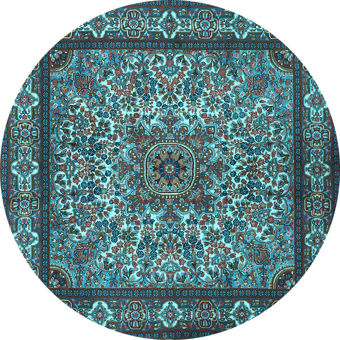 Round Machine Washable Persian Light Blue Traditional Rug, wshtr1632lblu