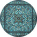 Round Machine Washable Persian Light Blue Traditional Rug, wshtr1632lblu