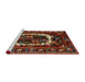 Sideview of Machine Washable Traditional Dark Gold Brown Rug, wshtr1633