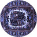 Round Persian Blue Traditional Rug, tr1633blu