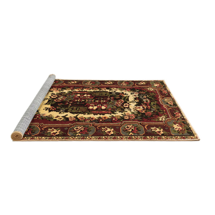 Sideview of Machine Washable Persian Brown Traditional Rug, wshtr1633brn