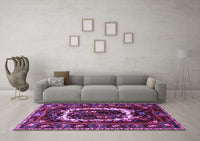 Machine Washable Persian Purple Traditional Rug, wshtr1633pur