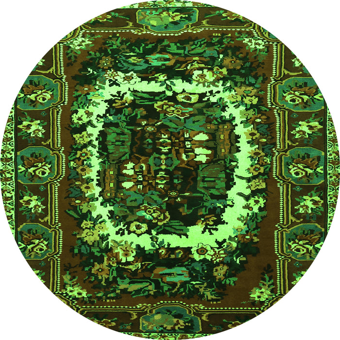 Square Persian Green Traditional Rug, tr1633grn