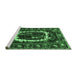 Sideview of Machine Washable Persian Emerald Green Traditional Area Rugs, wshtr1633emgrn