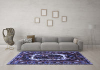 Machine Washable Persian Blue Traditional Rug, wshtr1633blu