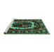 Sideview of Machine Washable Persian Turquoise Traditional Area Rugs, wshtr1633turq